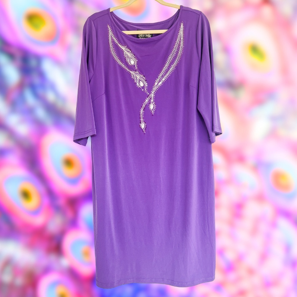 Y2K Bob Mackie Dress NWT ⚡️ Size Large ⚡️ Bob Mackie Wearable Art -Purple Dress